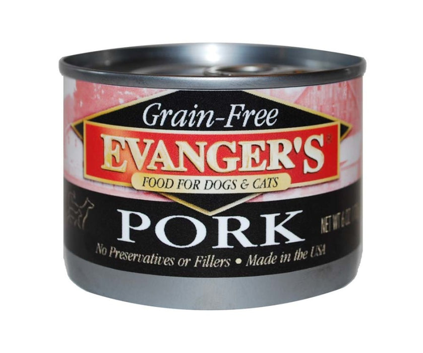 Evanger's Grain-Free Wet Dog & Cat Food Pork, 24ea/6 oz, 24 pk