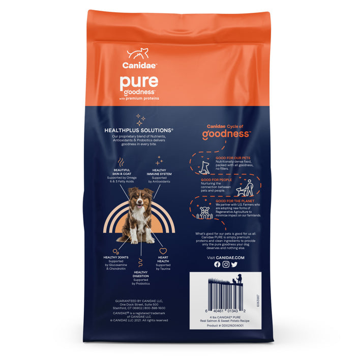 CANIDAE PURE Goodness Grain-Free LID Dry Dog Food Salmon & Sweet Potato, 1ea/4 lb