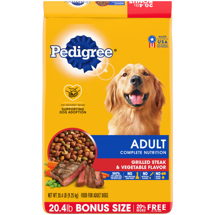 Pedigree Complete Nutrition Adult Dry Dog Food Grilled Steak & Vegetable, 1ea/20 lb