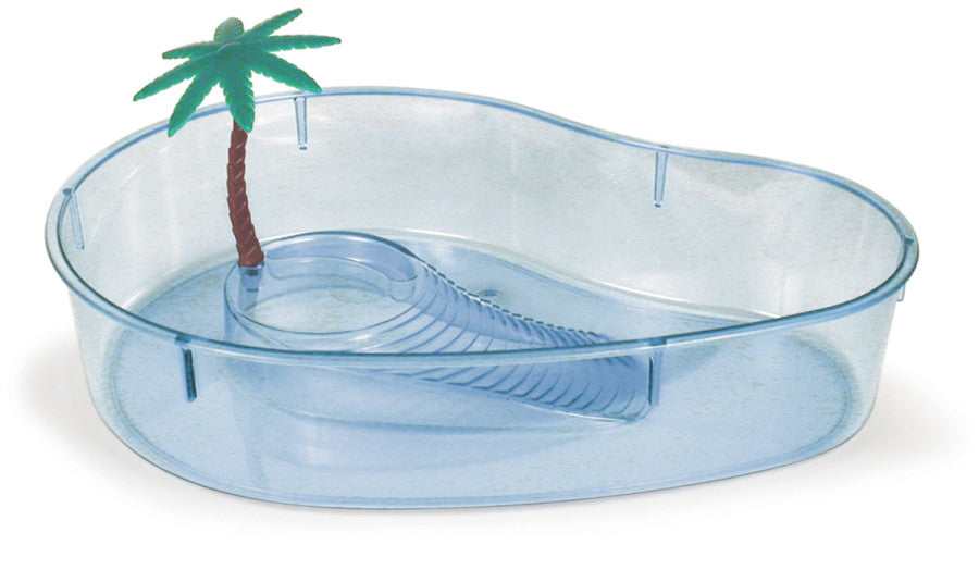 Lee's Aquarium & Pet Products Kidney Shape Turtle Lagoon with Plant Clear, 1ea/14 in