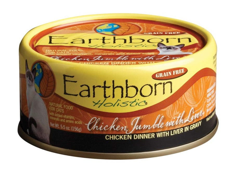 Earthborn Holistic Grain Free Chicken Jumble with Liver Wet Cat Food 24ea/5.5 oz, 24 pk