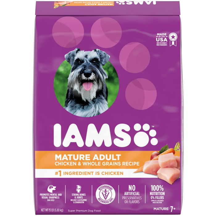 IAMS Mature Adult Senior Dry Dog Food Real Chicken, 1ea/15 lb