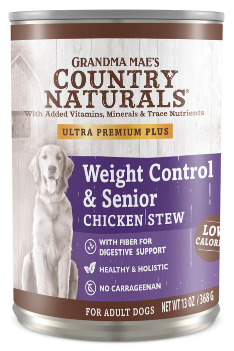 Grandma Mae's Country Naturals Weight Control & Senior Wet Dog Food Chicken Stew, 12ea/13 oz