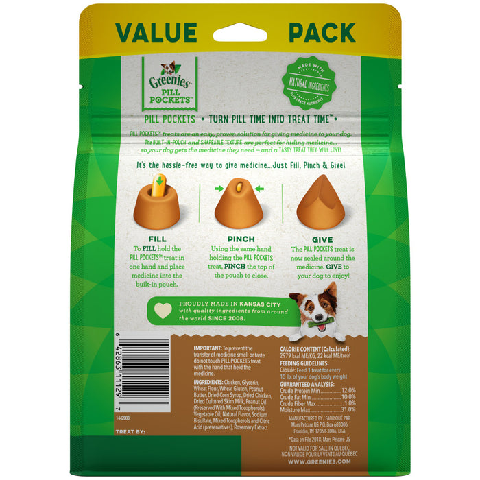 Greenies Pill Pockets for Capsules Peanut Butter, 1ea/60 ct, 15.8 oz