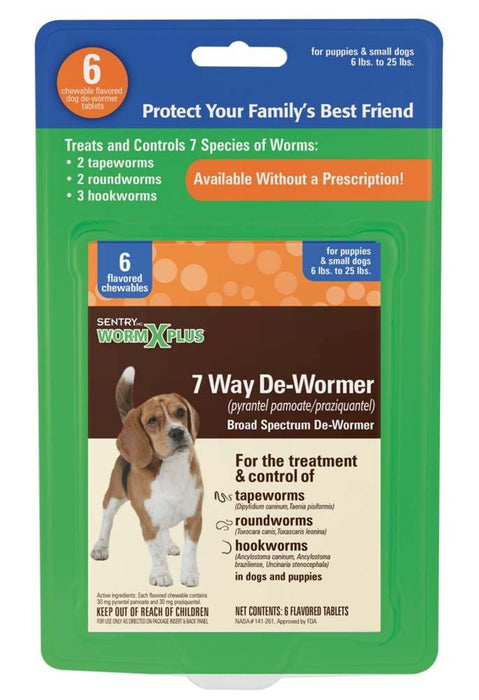 SENTRY Worm X Plus 7 Way De-Wormer for Small Dogs 1ea/6 ct