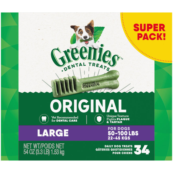 Greenies Dog Dental Treats Original, 1ea/54 oz, 34 ct, Large