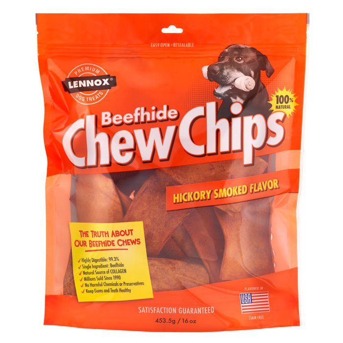 Lennox Beefhide Chew Chips Dog Treat Hickory Smoked, 1ea/16 oz