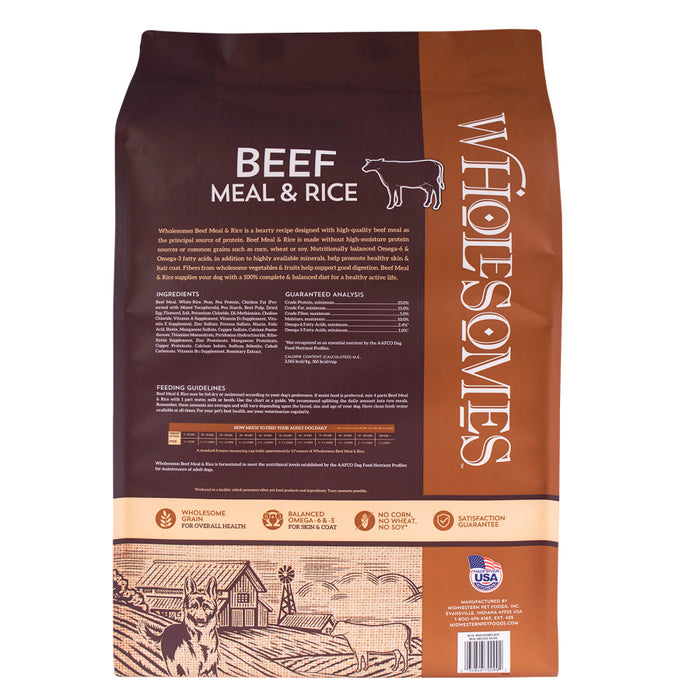 Wholesomes Dry Dog Food Beef Meal & Rice, 1ea/40 lb