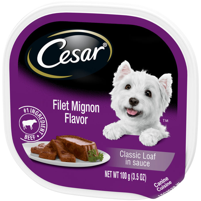 Cesar Classic Loaf in Sauce Adult Wet Dog Food Filet Mignon, 24ea/3.5 oz, 24 pk