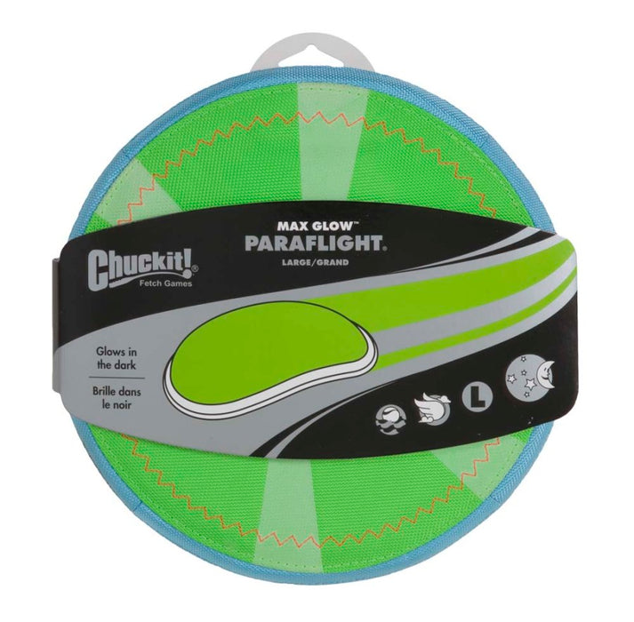 Chuckit! Paraflight Max Glow Dog Toy Green/White, 1ea/LG