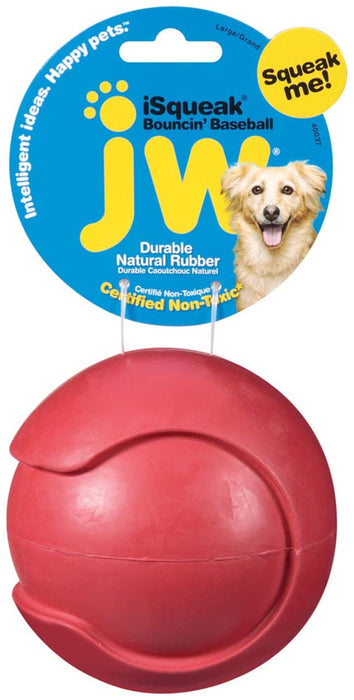 JW Pet iSqueak Bouncin' Dog Toy Baseball Assorted, 1ea/LG