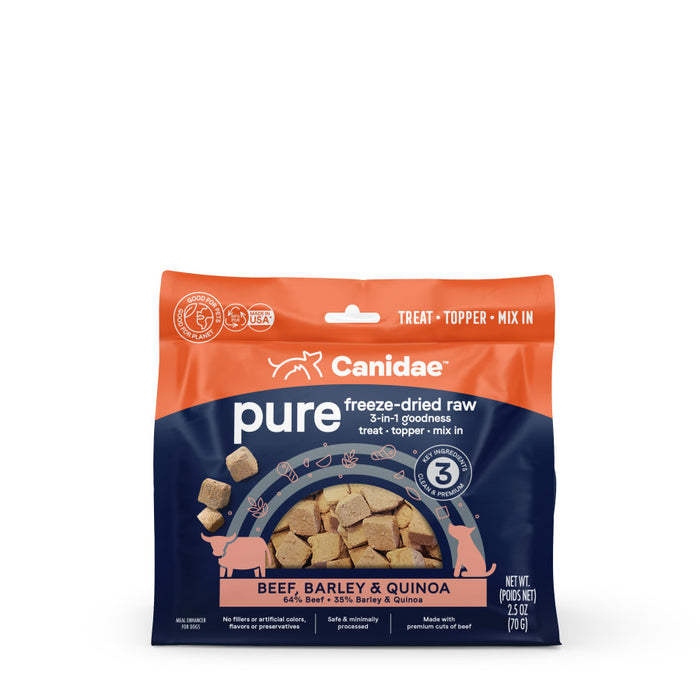 CANIDAE PURE goodness Freeze-Dried Raw 3-in-1 Treat/Topper/Mix-In Beef, Barley & Quinoa, 1ea/2.5 oz