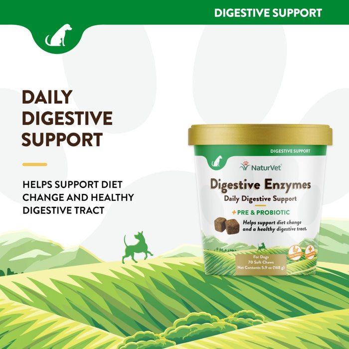 NaturVet Digestive Enzymes Plus Pre & Probiotic Soft Chew 1ea/70 ct