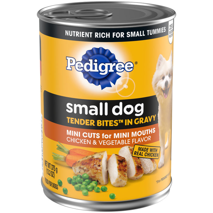 Pedigree Tender Bites in Gravy Adult Small Breed Wet Dog Food Chicken & Vegetable, 12ea/13.2 oz, 12 ct