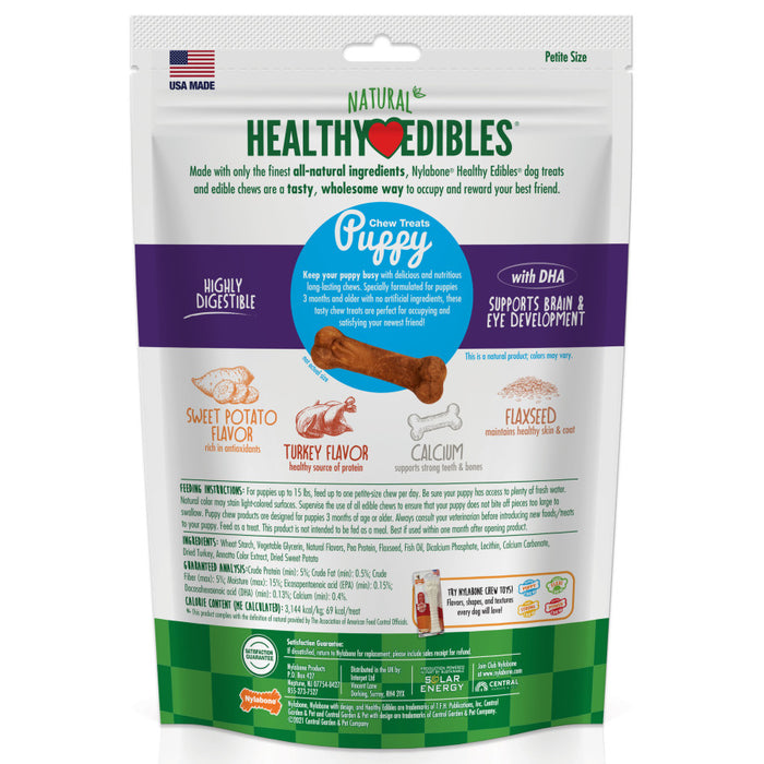 Nylabone Healthy Edibles Puppy Chew Treats Turkey & Sweet Potato, 1ea/XS - Up To 15 lb, 16 ct