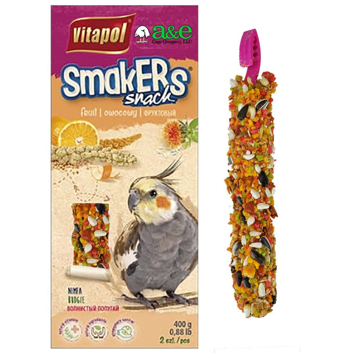 A & E Cages Smakers Snack Fruit Treat Stick for Cockatiels 1ea/3.17 oz, 2 ct