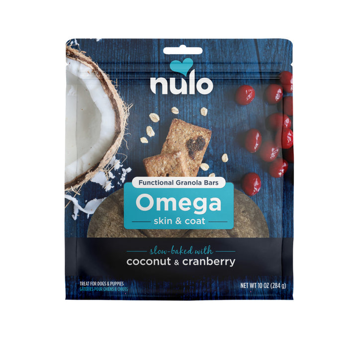 Nulo Functional Granola Bar Omega Skin & Coat Dog Treats Coconut & Cranberry, 1ea/10 oz