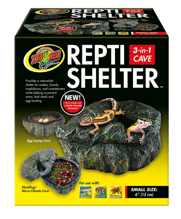 Zoo Med Repti Shelter 3-in-1 Cave Terrarium Hideaway Black, 1ea/6 in, SM