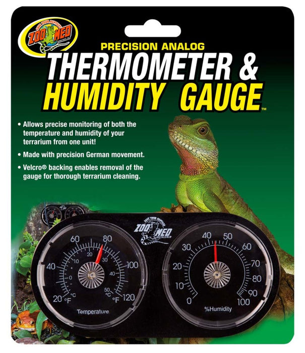 Zoo Med Precision Analog Thermometer & Humidity Gauge Black, 1ea