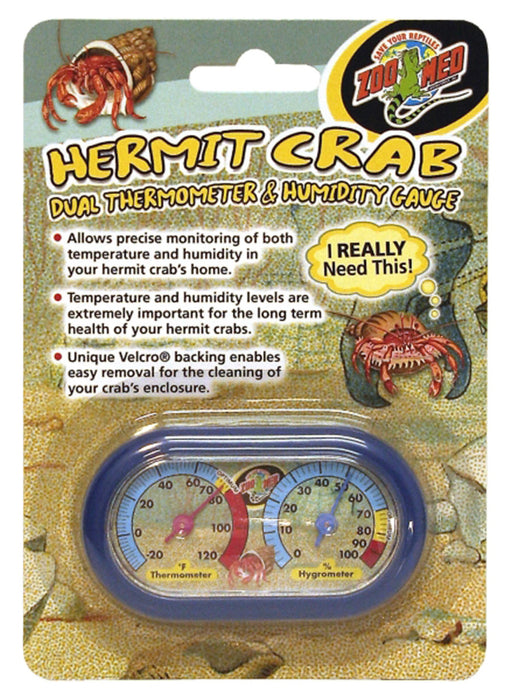 Zoo Med Hermit Crab Dual Thermometer & Humidity Gauge Assorted, 1ea