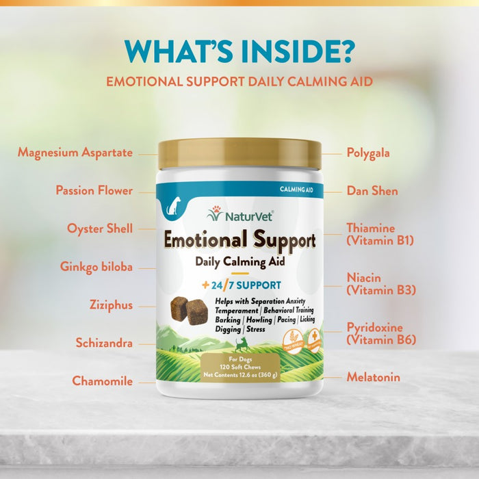 NaturVet Emotional Support Long Term Daily Calming Aid 1ea/120 ct