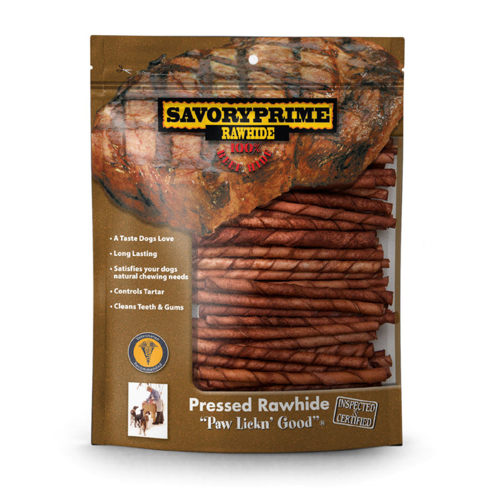 Savory Prime Pressed Rawhide Twist Sticks Beef, 1ea/5 in, 100 pk