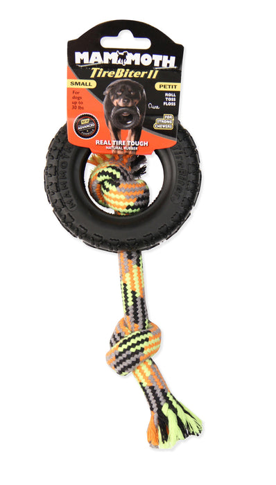 Mammoth Pet Products TireBiter II with Rope Dog Toy Multi-Color, 1ea/3.75 in, SM