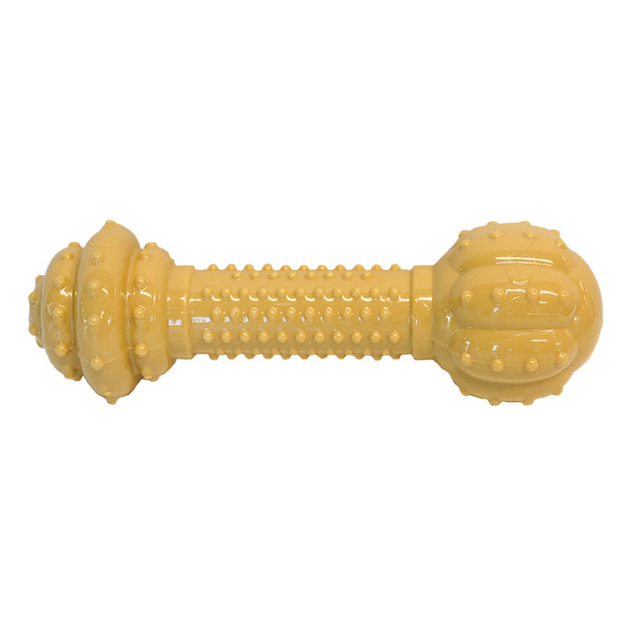 Nylabone Barbell Power Chew Durable Dog Toy Peanut Butter, 1ea/Medium - Up To 35 lb