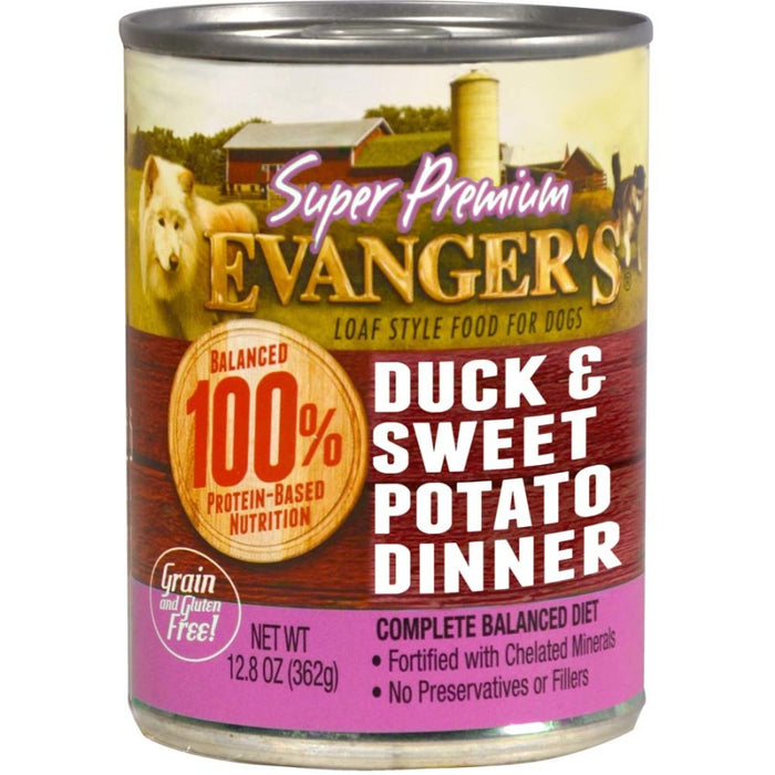 Evanger's Super Premium Wet Dog Food Duck & Fresh Sweet Potato, 12ea/12.8 oz, 12 pk