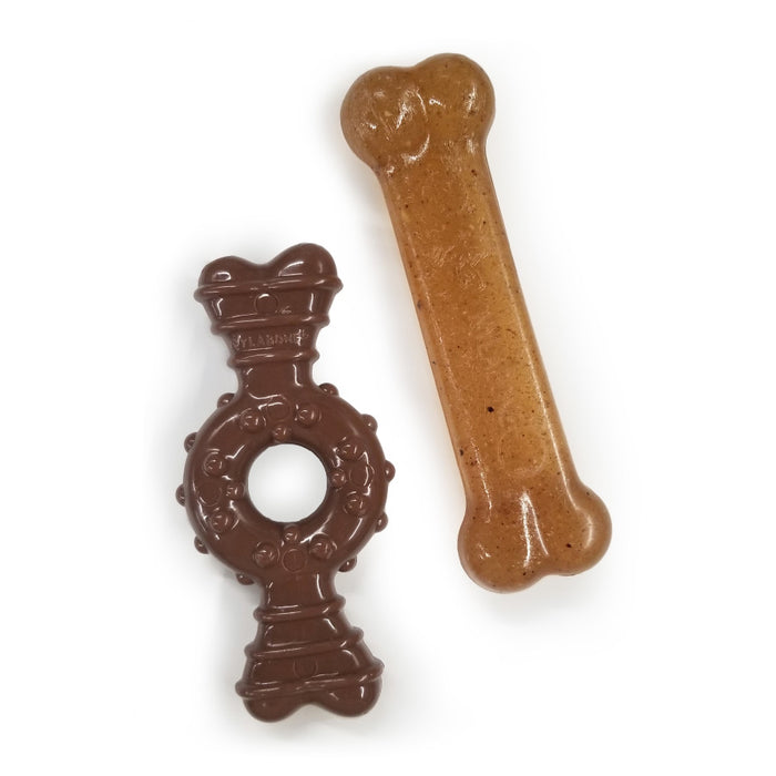 Nylabone Just for Puppies Teething Chew Ring Bone & Toy Ring Bone Twin Pack, Flavor Medley & Chicken Flavor, 1ea/XS - Up To 15 lb