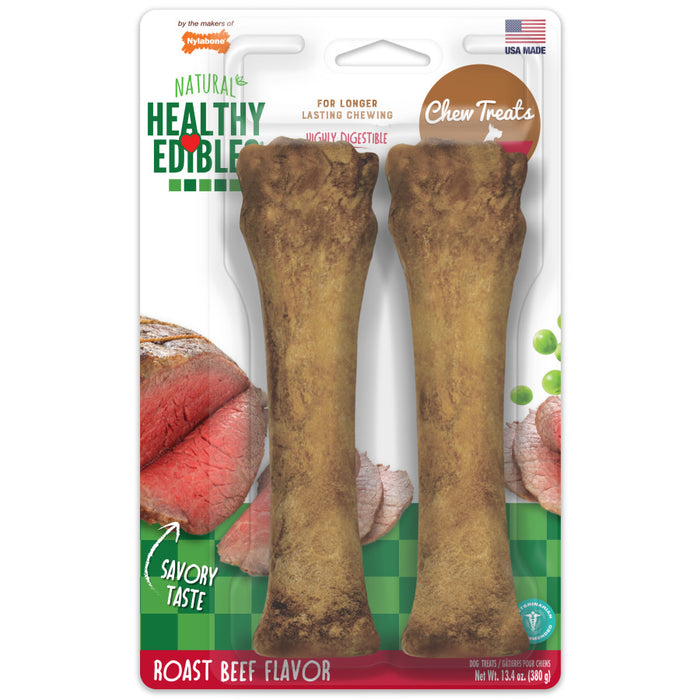 Nylabone Healthy Edibles All-Natural Long Lasting Roast Beef Flavor Chew Treats Roast Beef, 1ea/XL - 50+ lb, 2 ct