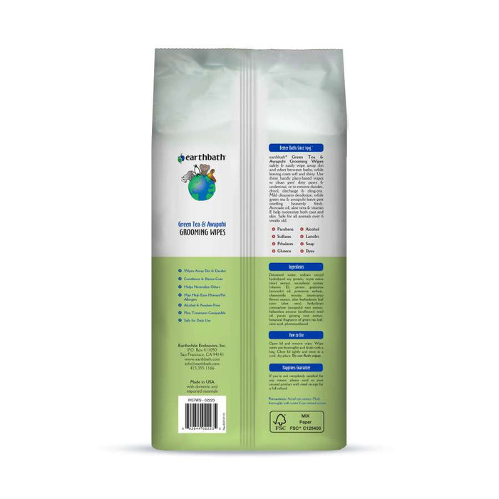 Earthbath Grooming Wipes, Green Tea & Awapuhi 1ea/100 ct