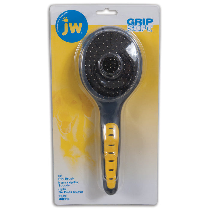 JW Pet Pin Brush Grey/Yellow, 1ea/LG