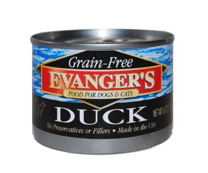 Evanger's Grain-Free Wet Dog & Cat Food Duck, 24ea/6 oz, 24 pk