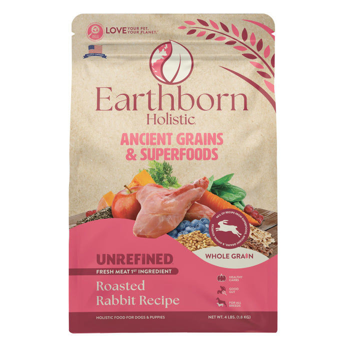 Earthborn Holistic Unrefined Ancient Grains & Superfoods Dry Dog Food Roasted Rabbit, 1ea/4 lb