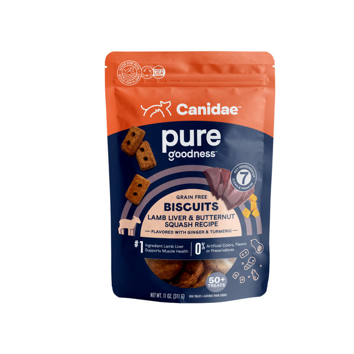 CANIDAE PURE Goodness Grain Free Biscuit Dog Treats Lamb Liver & Butternut Squash, 1ea/11 oz