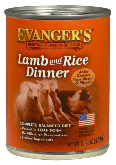 Evanger's Heritage Classic Wet Dog Food Lamb & Rice, 12ea/20.2 oz, 12 pk