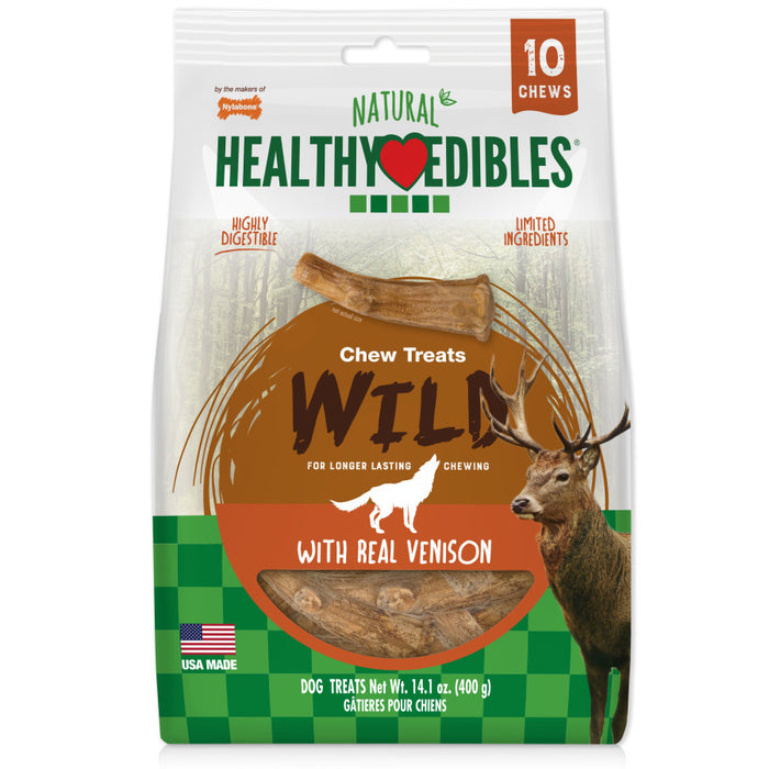 Nylabone Healthy Edibles WILD Antler Natural Long Lasting Venison Flavor Dog Chew Treats 1ea/Medium - Up To 30 lb, 10 ct