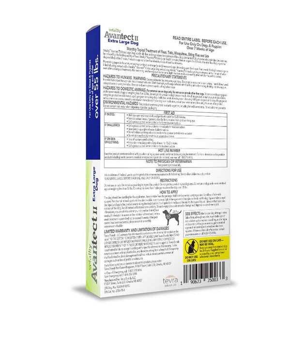 Vetality Avantect II Flea & Tick For Dogs 1ea/0.648 fl oz, 4 ct