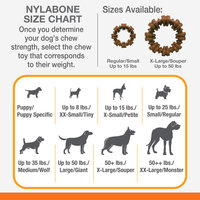 Nylabone Power Chew Textured Dog Chew Ring Toy Flavor Medley, 1ea/XL - 50+ lb