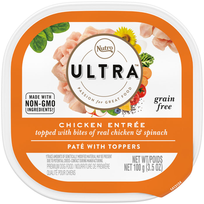 Nutro Products Ultra Grain Free Paté w/Toppers Adult Wet Dog Food Chicken Entree, 24ea/3.5 oz, 24 pk