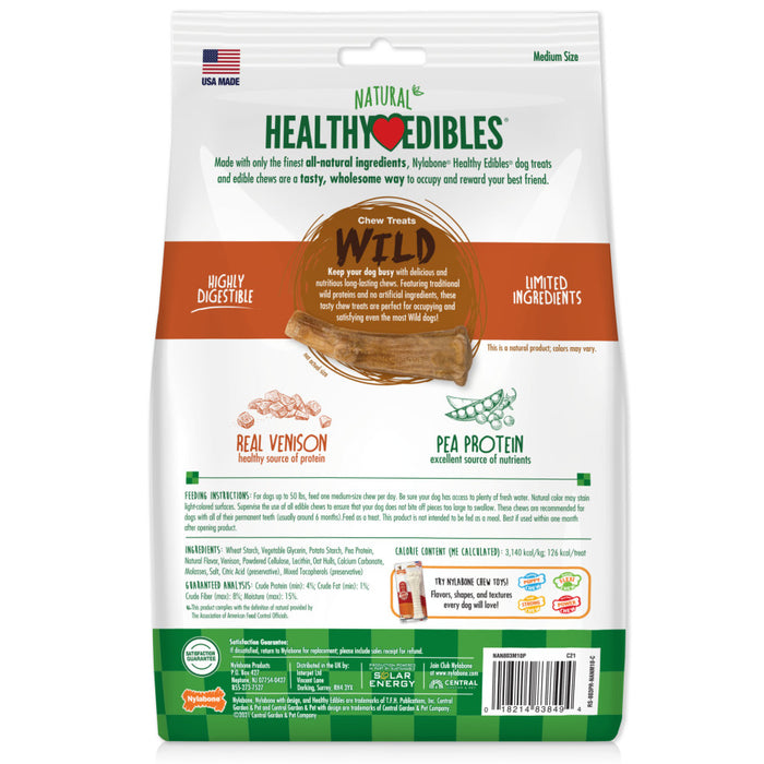 Nylabone Healthy Edibles WILD Antler Natural Long Lasting Venison Flavor Dog Chew Treats 1ea/Medium - Up To 30 lb, 10 ct