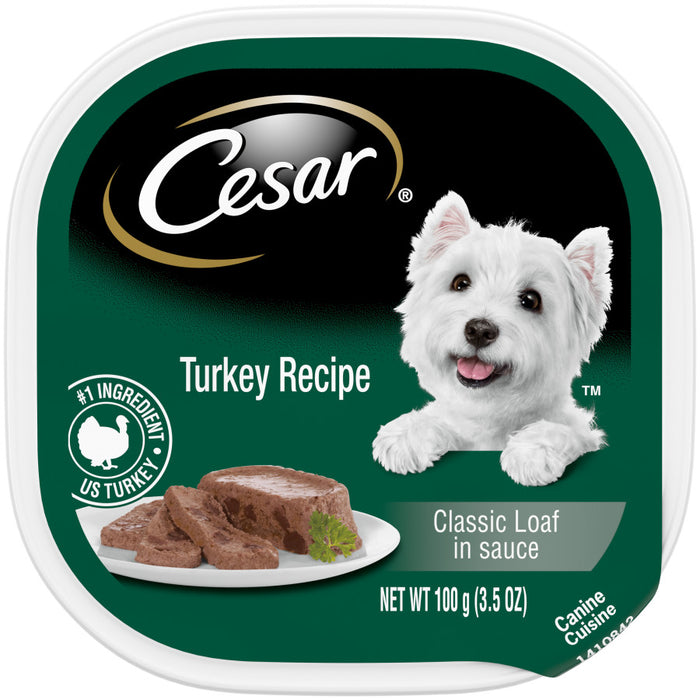 Cesar Classic Loaf in Sauce Adult Wet Dog Food Turkey, 24ea/3.5 oz, 24 pk