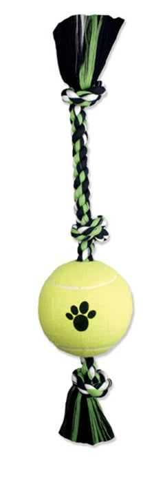 Mammoth Pet Products 3 Knot Tug Dog toy w/4in Tennis Ball Multi-Color, 1ea/24 in, LG