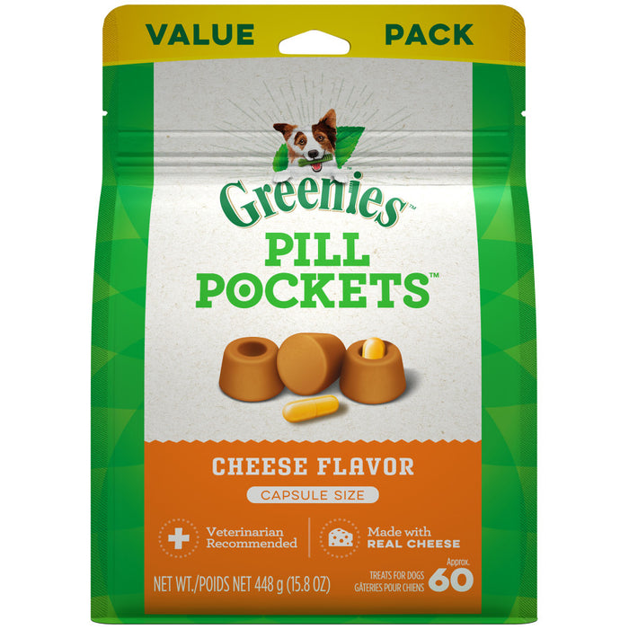 Greenies Pill Pockets for Capsules Cheese, 1ea/60 ct, 15.8 oz