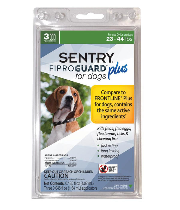 SENTRY FiproGuard Plus Dog Flea & Tick Spot-On 1ea/23-44 lb, 3 pk