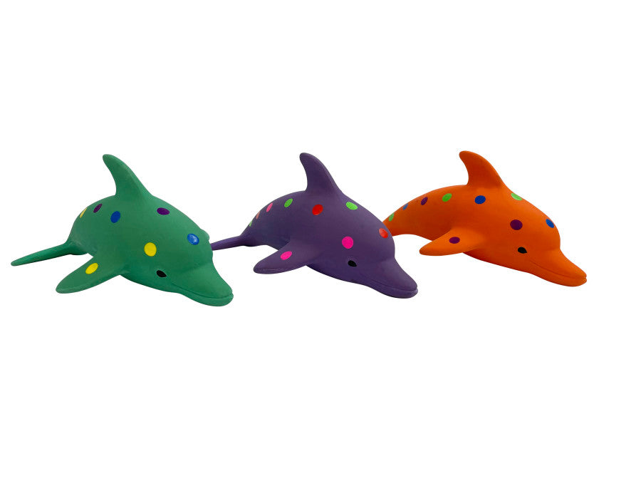 Multipet Pet Envy Waylon the Dolphin Latex Dog Toys Assorted, 1ea/8.5 in