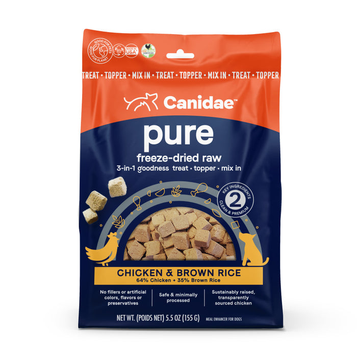 CANIDAE PURE goodness Freeze-Dried Raw 3-in-1 Treat/Topper/Mix-In Chicken & Brown Rice, 1ea/5.5 oz