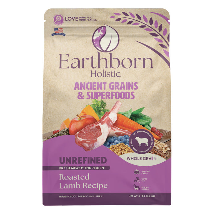 Earthborn Holistic Unrefined Ancient Grains & Superfoods Dry Dog Food Roasted Lamb, 1ea/4 lb