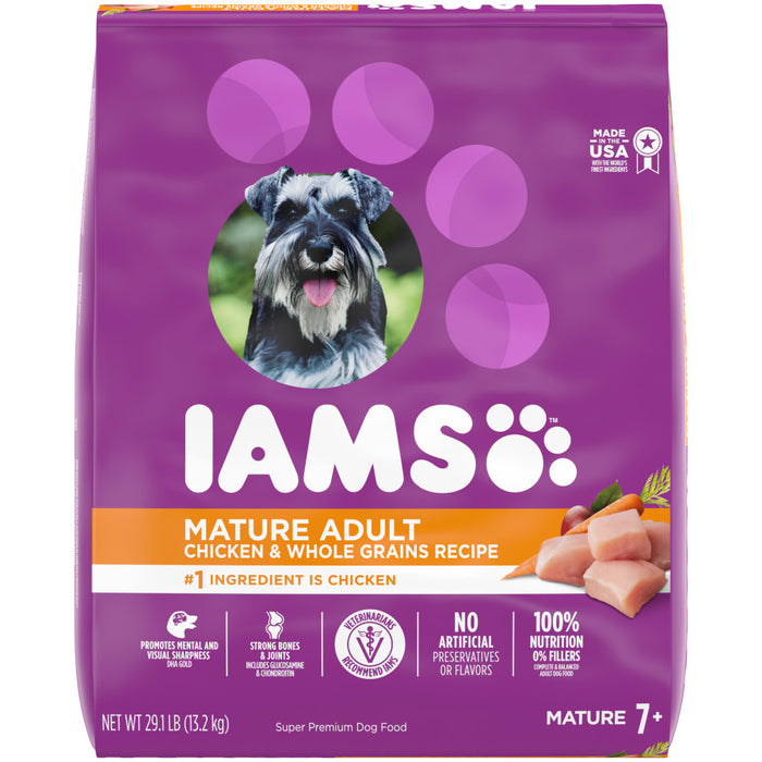 IAMS Mature Adult Senior Dry Dog Food Real Chicken, 1ea/29.1 lb